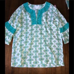 Debra deroo tunic cover up swim top shirt m new